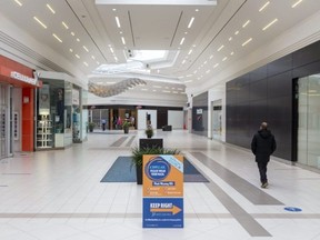 White Oaks Mall is nearly a ghost town as one of London's most popular retail centres sits empty with most stores closed due to the COVID-19 lockdown. Photo taken Jan. 29, 2021. (Mike Hensen/The London Free Press)
