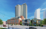 A rendering showing a  24-storey apartment building planned by Medallion Corp. in Old East Village. The developer plans to build 243 units, including some affordable, near Dundas and Hewitt streets on the corner of a block where it's already built three residential towers. 