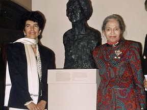 Artist Shreve Lane, left, and civil rights heroine Rosa Parks are seen here in this photo from 1991 after a sculpture of Parks by Lane was unveiled at the Smithsonian Institute National Portrait Gallery in Washington D.C.