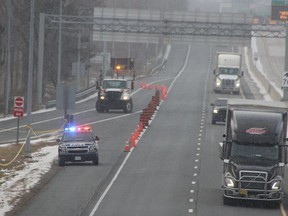 Sarnia police were investigating Tuesday after a deceased person was found near the Highway 402 off-ramp to Exmouth Street, near Indian Road. (Tyler Kula/Postmedia Network)