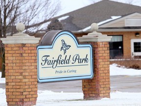A woman in her 90s is the first COVID-19 death among residents at Fairfield Park long-term care home in Wallaceburg. The outbreak at Fairfield Park grew to 92 cases Monday. (Mark Malone/Chatham Daily News)