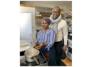 Maryam and Malvin Wright, owners of Yaya's Kitchen on Dundas Street, are preparing food for the Feb. 19 African Food Festival, a sold-out London Black History Month event. (Joe Belanger/The London Free Press)