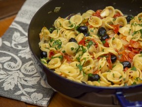 You can make a delightful pasta puttanesca, combining black olives, garlic, capers, anchovy, tomatoes and any sturdy, short pasta, in just one pan, Jill Wilcox writes. (Derek Ruttan/The London Free Press)