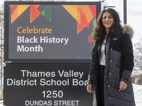 Purveen Skinner, the Thames Valley District school board superintendent of equity, says the study of Black history shouldn't be limited to one month a year. The board created Skinner's position to identify and remove systemic barriers in its schools, and she is the first female person of colour to be appointed by the board as a superintendent. Derek Ruttan/The London Free Press