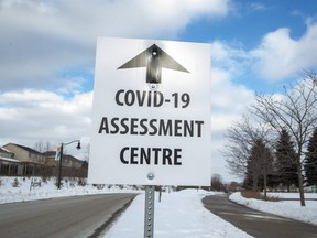 The COVID-19 assessment centre at Oakridge Optimist Community Park in London on Monday. (Derek Ruttan/The London Free Press)