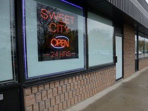 The Sweet City massage parlour on Clarke Road, south of Oxford Street, is shown in this 2017 file photo. (The London Free Press file photo)