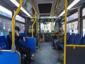 LTC ridership has slipped back to about 30 per cent of normal during the most recent lockdown, after it rebounded slightly to about 40 per cent of normal last summer and fall. (Mike Hensen/The London Free Press)