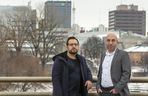 Tarique Al-Ansari, right, chief executive of London-based financial tech firm, Paystone, is seen here with company co-founder Abdullah Saab.  (Mike Hensen/The London Free Press)