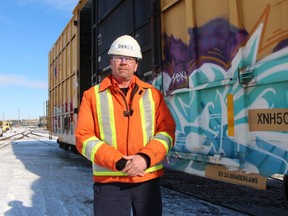 Derek Littleton, operations manager for OWS Rail Car, in the company's yard in Sarnia. OWS Rail Car is receiving $832,000 in federal funding to expand its yard in Sarnia so it can add safety technology to locomotives. (Paul Morden/The Observer)