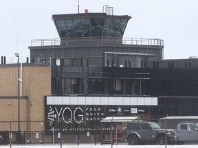 The control tower at the Windsor International Airport is shown on Jan. 20, 2021.