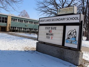 Great Lakes secondary school is seen here on Friday February 12, 2021 in Sarnia, Ont. (Paul Morden/Sarnia Observer)