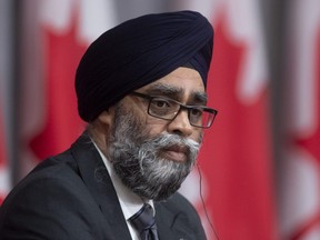 CP-Web.  Minister of National Defence Harjit Sajjan is seen during a news conference, Thursday May 7, 2020 in Ottawa. THE CANADIAN PRESS/Adrian Wyld ORG XMIT: ajw102