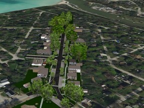 A proposal to revitalize Main Street in Bayfield, shown in a rendering, will be debated Wednesday at a virtual public meeting. Proponents say the changes, such as new sidewalks, are needed to make them more accessible while some residents worry the village could lose some of its heritage charm if the plan is approved. (Source: Municipality of Bluewater)