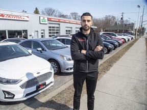 Mustafa Al-Kaissy, manager of Sport Motors in London, used video surveillance footage to document the theft of a vehicle from the family's auto dealership. GPS data from the stolen 2018 BMW shows it ended up somewhere in North York. (Derek Ruttan/The London Free Press)
