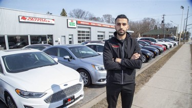 Mustafa Al-Kaissy, manager of Sport Motors in London, used video surveillance footage to document the theft of a vehicle from the family's auto dealership. GPS data from the stolen 2018 BMW shows it ended up somewhere in North York. (Derek Ruttan/The London Free Press)