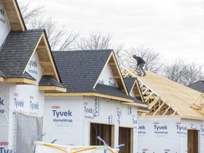 Houses by Bridlewood Homes are under constrcution in Lambeth on Monday, March 8, 2021. (Derek Ruttan/The London Free Press)