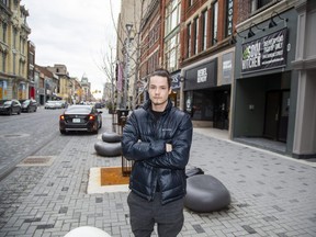 Izaac Whitehead, manager of Soul Kitchen on Dundas Street in downtown London, said a city bylaw enforcement officer ticketed several delivery drivers who were waiting outside the restaurant for orders March 5. The city's manager of downtown projects and business relations said the city is looking for ways to create spaces on Dundas where vehicles can park.  (Derek Ruttan/The London Free Press)