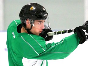 London Knights right winger Luke Evangelista has some lofty goals for the 2021-22 OHL season that begins Friday. Evangelista has recovered from a shoulder injury and will dress when the Knights take on the Owen Sound Attack at Budweiser Gardens.  (Mike Hensen/The London Free Press file photo)