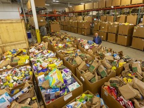 Donations to the London Food Bank are shown in this file photo. (Mike Hensen/The London Free Press)