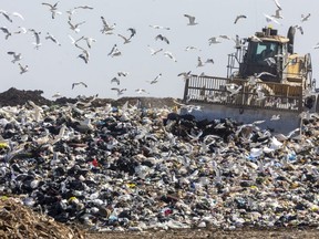 Changes are coming to the City of London landfill on Manning Drive  in south London — where workers use massive landfill compactors to flatten down fresh garbage. (Mike Hensen/The London Free Press)