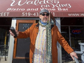 Mark Kitching, owner and chef of Waldo's on King Bistro and Wine Bar, said he can't believe that after a year of COVID-19, and before that two years of construction disruptions downtown, the city is starting another construction project on King Street. Kitching said owners up and down the street are frustrated by the constant interruptions. (Mike Hensen/The London Free Press)