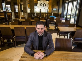 Mohamad Fakih, CEO of Paramount Fine Foods, sits in the empty dining room at the south Etobicoke location at 1585 The Queensway in Toronto, Ont. on Friday October 23, 2020. Ernest Doroszuk/Toronto Sun/Postmedia
