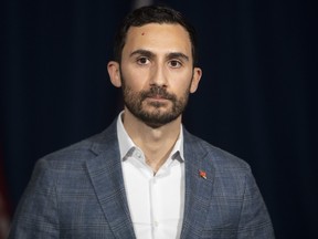 Ontario Education Minister Stephen Lecce attends a news conference at Queen's Park in Toronto on Wednesday, April 7, 2021.