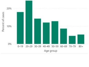 This chart breaks down the COVID-19 caseload by age groups in London and Middlesex County as of April 3, 2021. (Middlesex-London Health Unit)