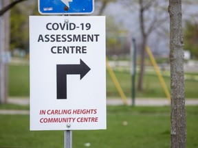 The COVID-19 assessment centre at Carling Heights Optimist Community Centre in London. (Derek Ruttan/The London Free Press)