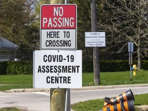 The COVID-19 assessment centre at Oakridge Optimist Community Park in London. (Derek Ruttan/The London Free Press)