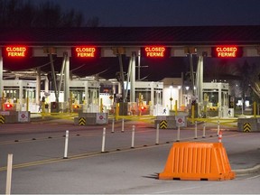 The Canadian border is pictured at the Peace Arch Canada/USA border crossing in Surrey, B.C. Friday, March 20, 2020.