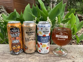 Hazed and Confused IPA, Muskoka Mimosa and Chance of Flowers are three warm-weather outdoor brunch companions from cottage country's Muskoka Brewery. (BARBARA TAYLOR/The London Free Press)