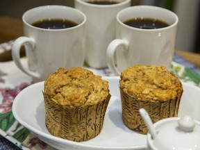 Homemade oatmeal apple muffins make a perfect companion to morning coffee or afternoon tea, Jill Wilcox says, or a great gift paired with a nice bottle of jam, Jill Wilcox says. (Derek Ruttan/The London Free Press)