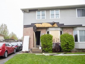 An overnight fire caused $160,000 in damage to this home on Bonaventure Drive in London. (Derek Ruttan/The London Free Press)