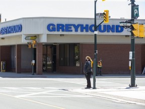 Sustained ridership declines, followed by a complete shutdown during the pandemic, is behind Greyhound's decision to cease operations in Canada, including routes from London's bus station to Toronto and Windsor. (Derek Ruttan/The London Free Press)