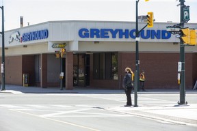 Sustained ridership declines, followed by a complete shutdown during the pandemic, is behind Greyhound's decision to cease operations in Canada, including routes from London's bus station to Toronto and Windsor. (Derek Ruttan/The London Free Press)