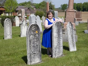 Rhonda Long at her family cemetery in Wardsville, between London and Chatham. (Derek Ruttan/The London Free Press)
