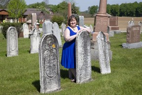 Rhonda Long at her family cemetery in Wardsville, between London and Chatham. (Derek Ruttan/The London Free Press)