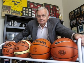 Gary Curgin, new CEO and President of NBL Canada in his office at home in London. (Mike Hensen/The London Free Press)