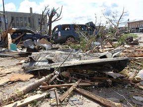 The devastated downtown core of Goderich is shown in this Aug. 22, 2011 photo. A tornado ripped through the town one day prior, causing extensive damage. (DAN JANISSE/The Windsor Star/Postmedia Network)