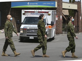 Members of the Canadian Armed Forces helped out at Pickering's Orchard Villa long-term care home last spring, one of many care homes that needed their services during the pandemic.