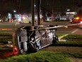 Five people were taken to hospital after a late-night single-vehicle crash on Wonderland Road, north of Oxford Street, in London. An 18-year-old woman is charged. (John Lund/The London Free Press)