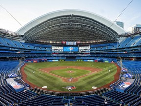 The Blue Jays play an intrasquad game in an empty Rogers Centre on July 9, 2020 in Toronto.