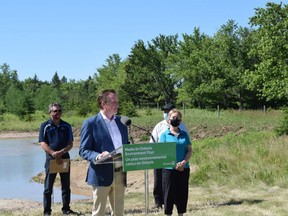 Local MPP Jeff Yurek was in St. Thomas Wednesday to announce a $60-million fund to preserve and protect wetlands across the province, including in Southwestern Ontario.  (Calvi Leon/The London Free Press)