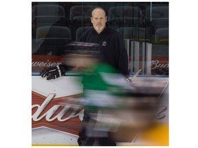 London Knights GM and co-owner Mark Hunter oversees a practice in this LFP file photo. (Derek Ruttan/The London Free Press)