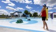 Oliver Griffiths is starting his third summer as a lifeguard at the Stronach Pool in London. Even on a day cooler than the past week, the pool had people in swimming during the recreational swim time on Monda. (Mike Hensen/The London Free Press)