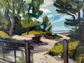 Artist Linda Kalianteris's Summer at the Sand Banks is part of a new group exhibition on at Westland Gallery in Wortley Village celebrating plein air artists, some of whom will also be around the village Saturday morning making art.