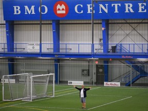 Tom Partalas, who runs the BMO Centre in London, is gearing up to reopen the huge indoor soccer complex, closed since February, as Ontario moves to the third stage of reopening after the latest COVID-19 lockdown. 
(CALVI LEON/The London Free Press)