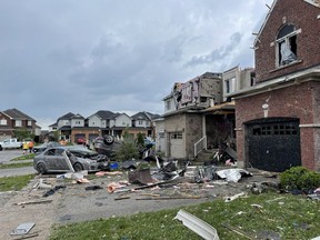 Several people were injured and homes heavily damaged in Barrie by a tornado that touched down on Thursday afternoon. (Twitter.com/BVIEIRA91)