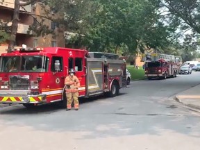 London firefighters at the scene of an apartment fire on Monday July 19, 2021. (PHOTO: London Fire Department)